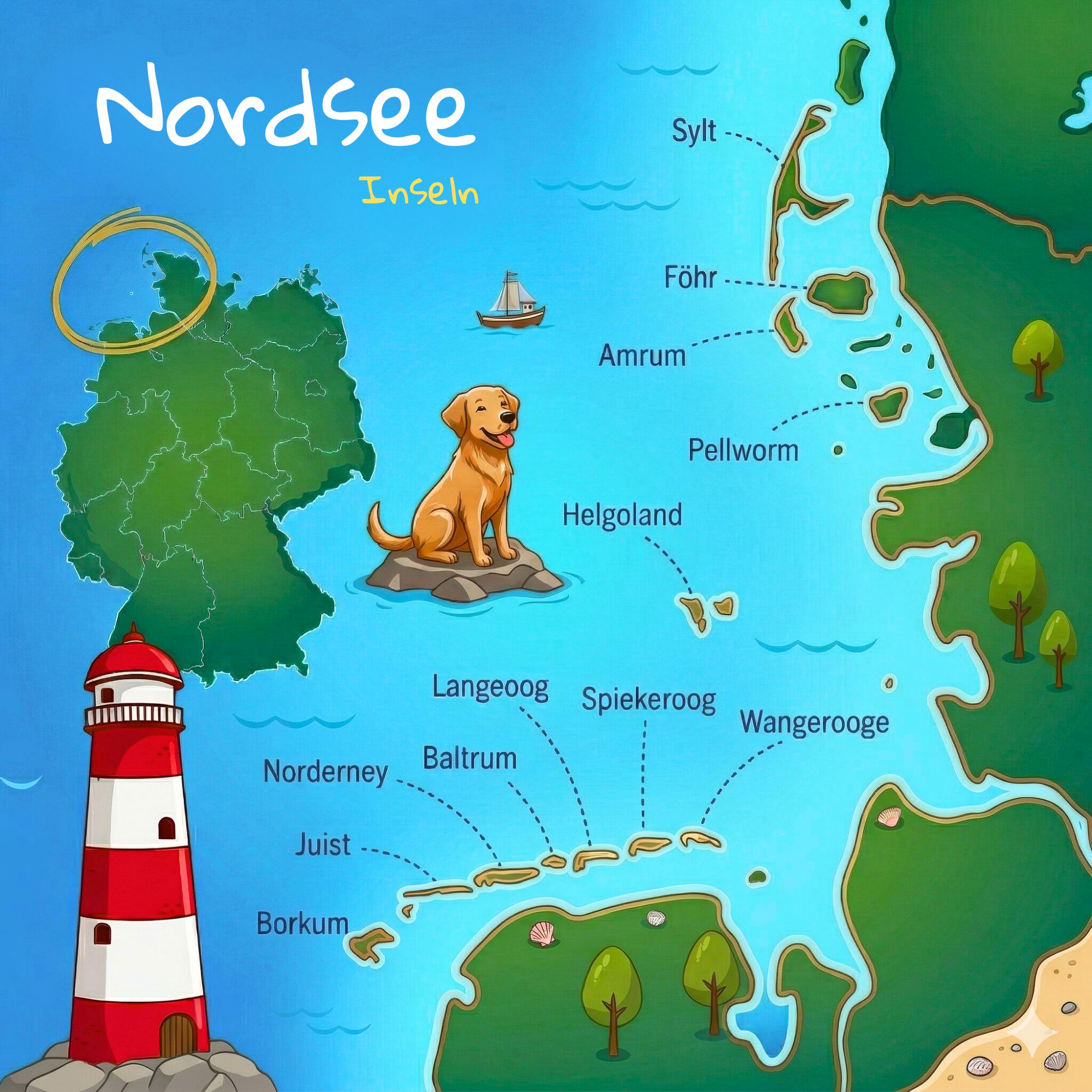 Karte der deutschen Nordseeinseln