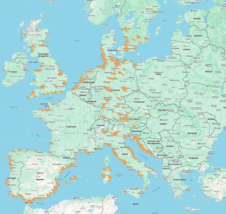 Hundestrand-Karte mit mehr als 250 Hundestränden in Europa